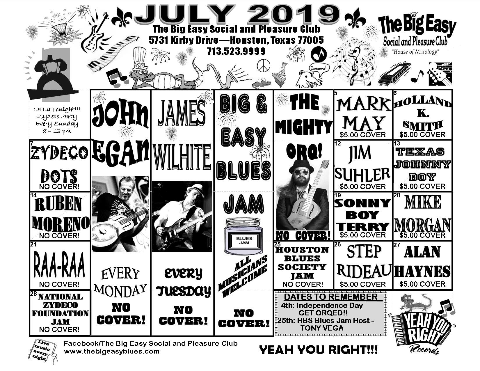 July 2019 Calendar The Big Easy