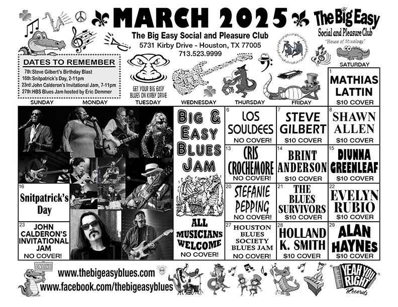 The Big Easy Calendar March 2025